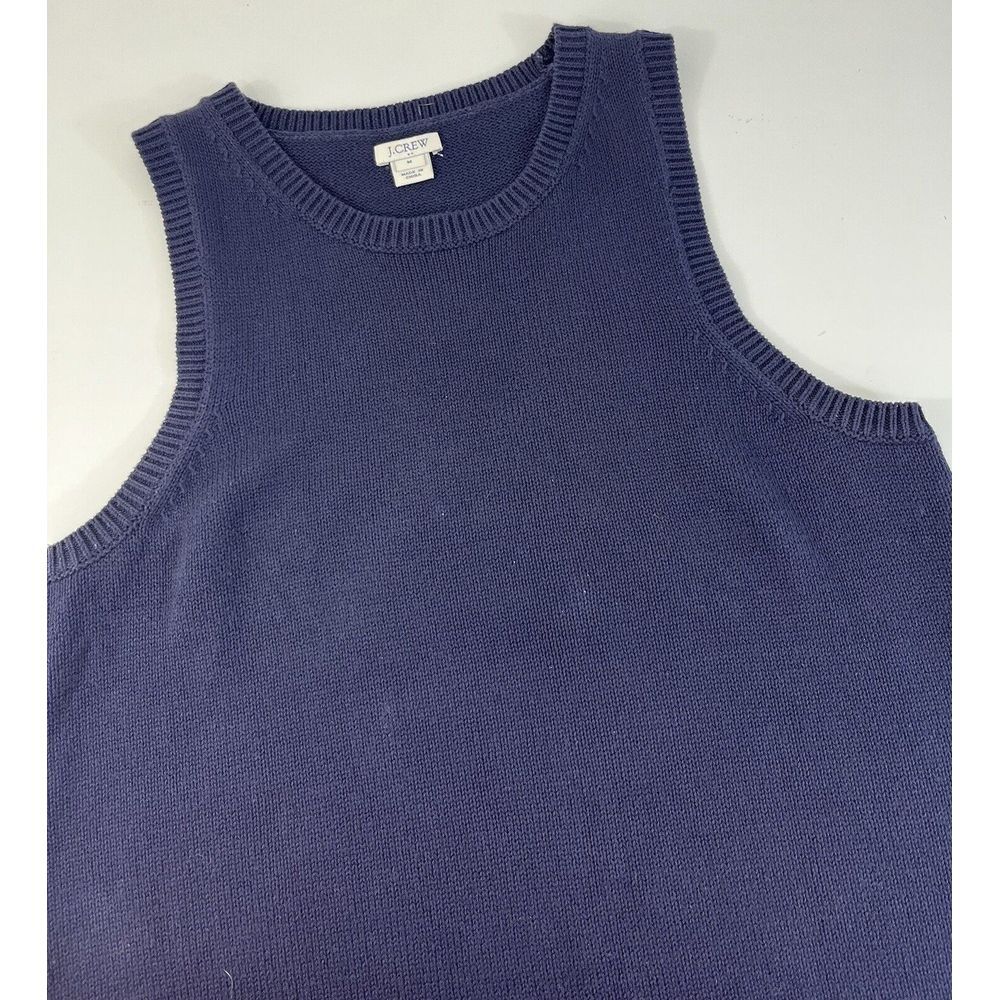 J. Crew Sweater Womens Medium‎ Navy Blue Sleeveless Fringe Pullover Minimalist